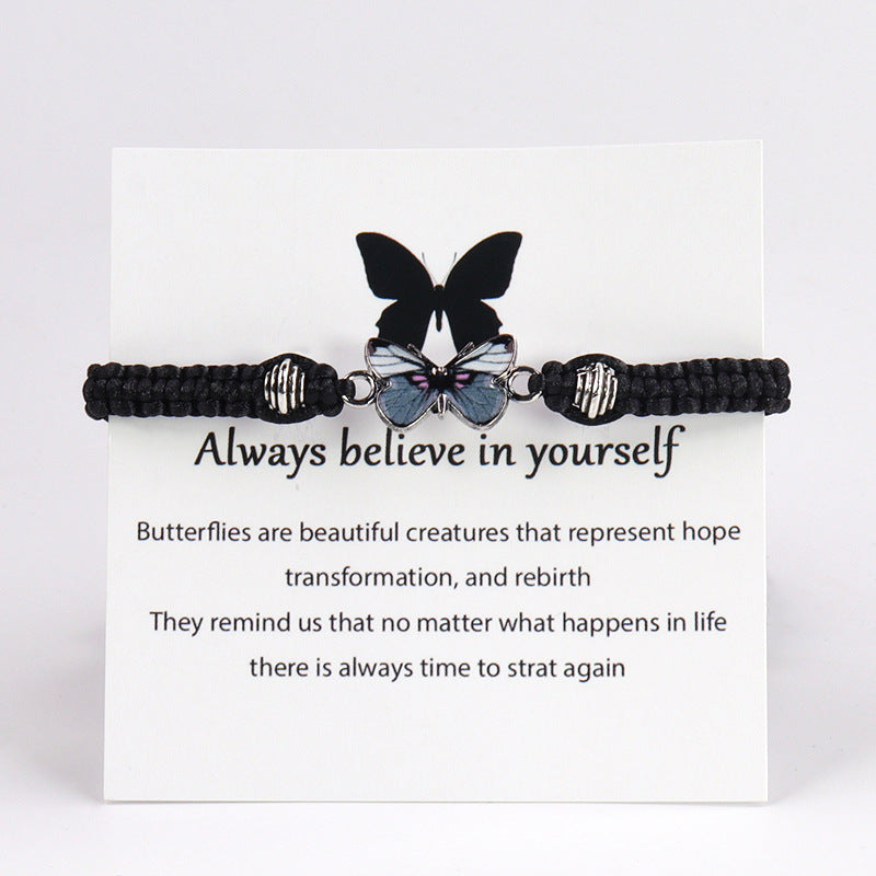 Wholesale Butterfly Pendant Hand Woven Bracelet